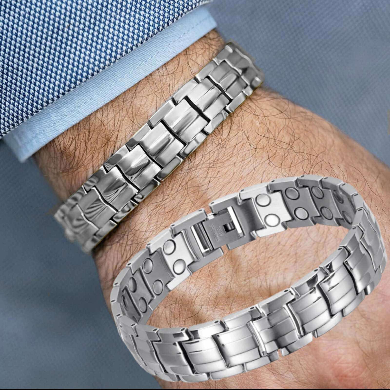 Ultra Strength Magnetic Therapy Bracelet Silver Classic for men - Image 5
