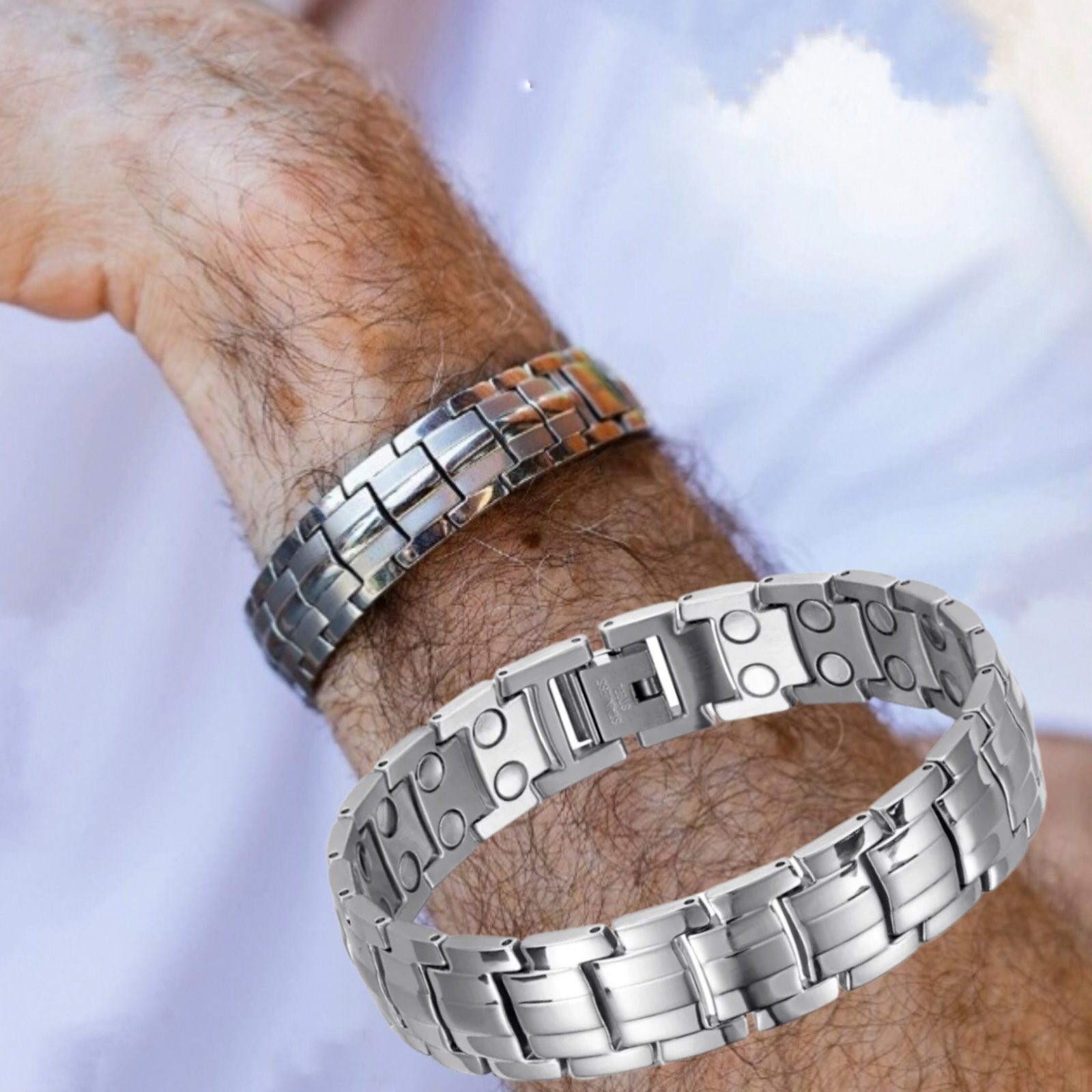 Ultra Strength Magnetic Therapy Bracelet Silver Classic for men - Image 7