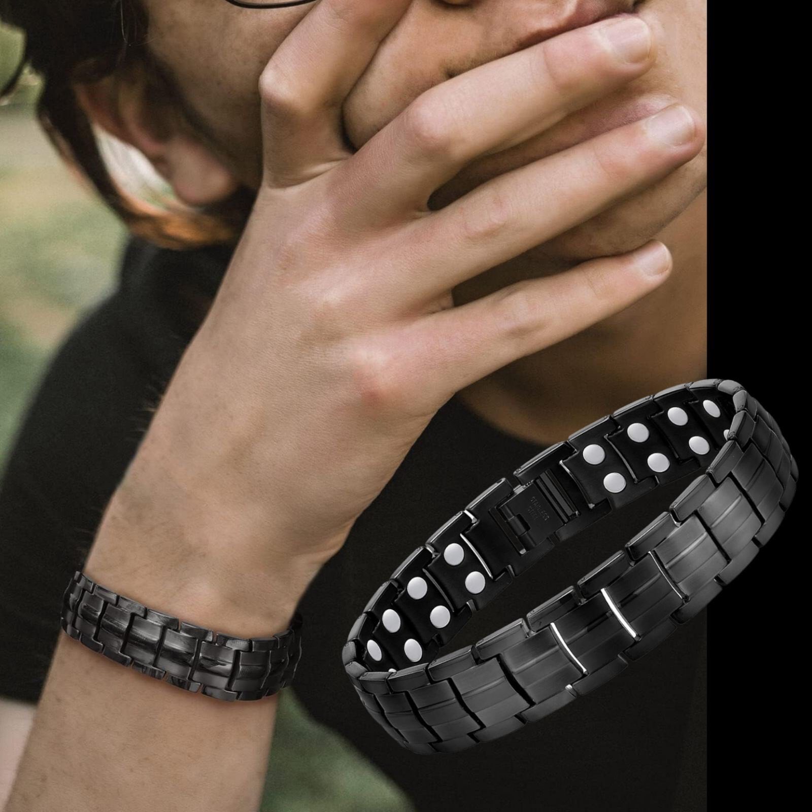 Ultra Strength Magnetic Therapy Bracelet Black Classic for men - Image 9