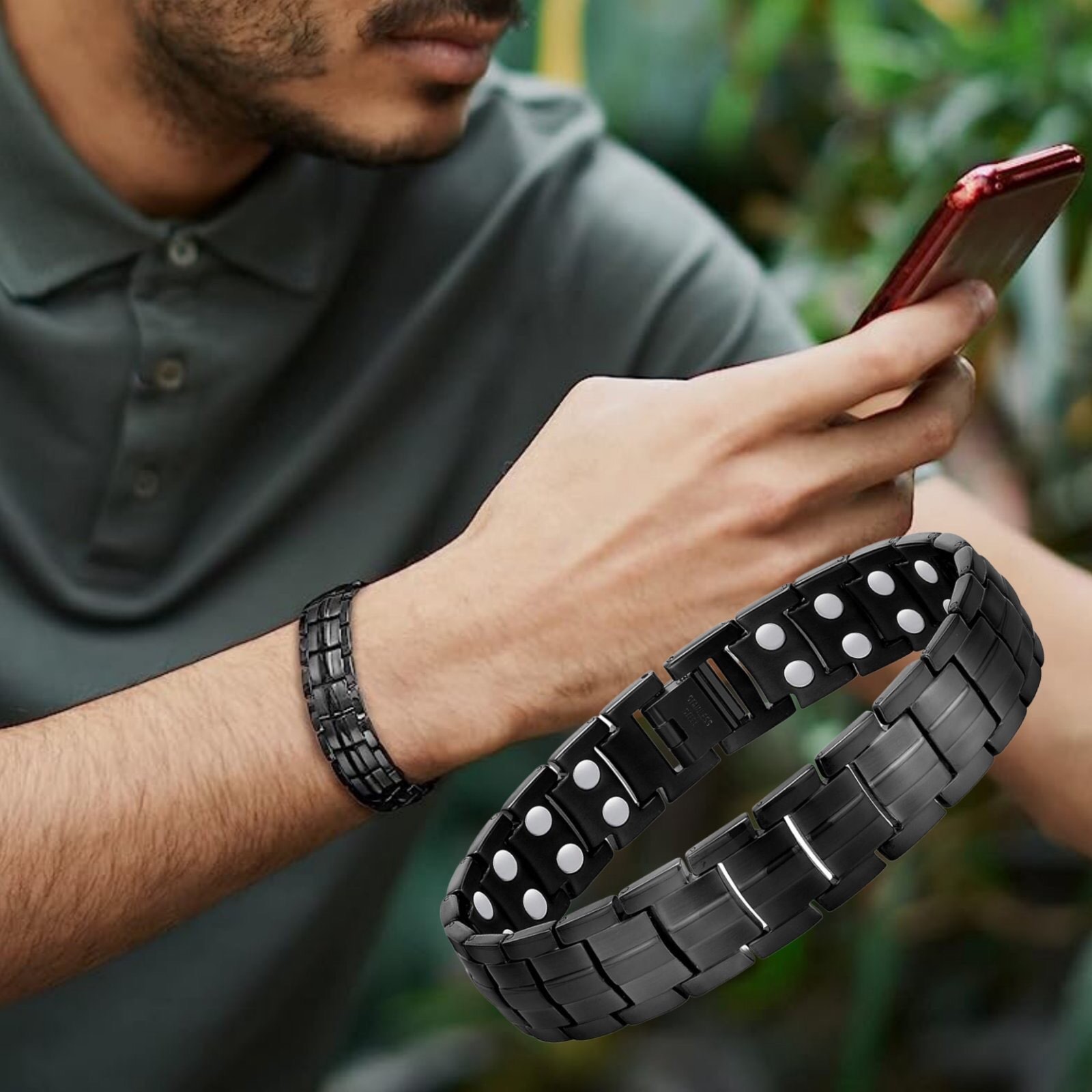 Ultra Strength Magnetic Therapy Bracelet Black Classic for men - Image 8