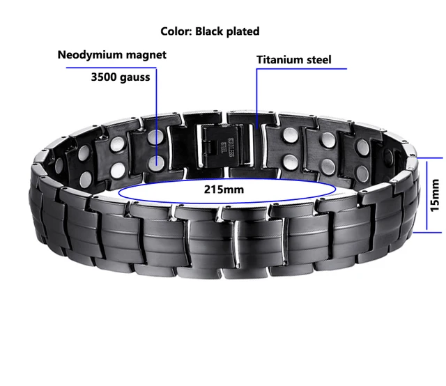 Ultra Strength Magnetic Therapy Bracelet Black Classic for men - Image 5