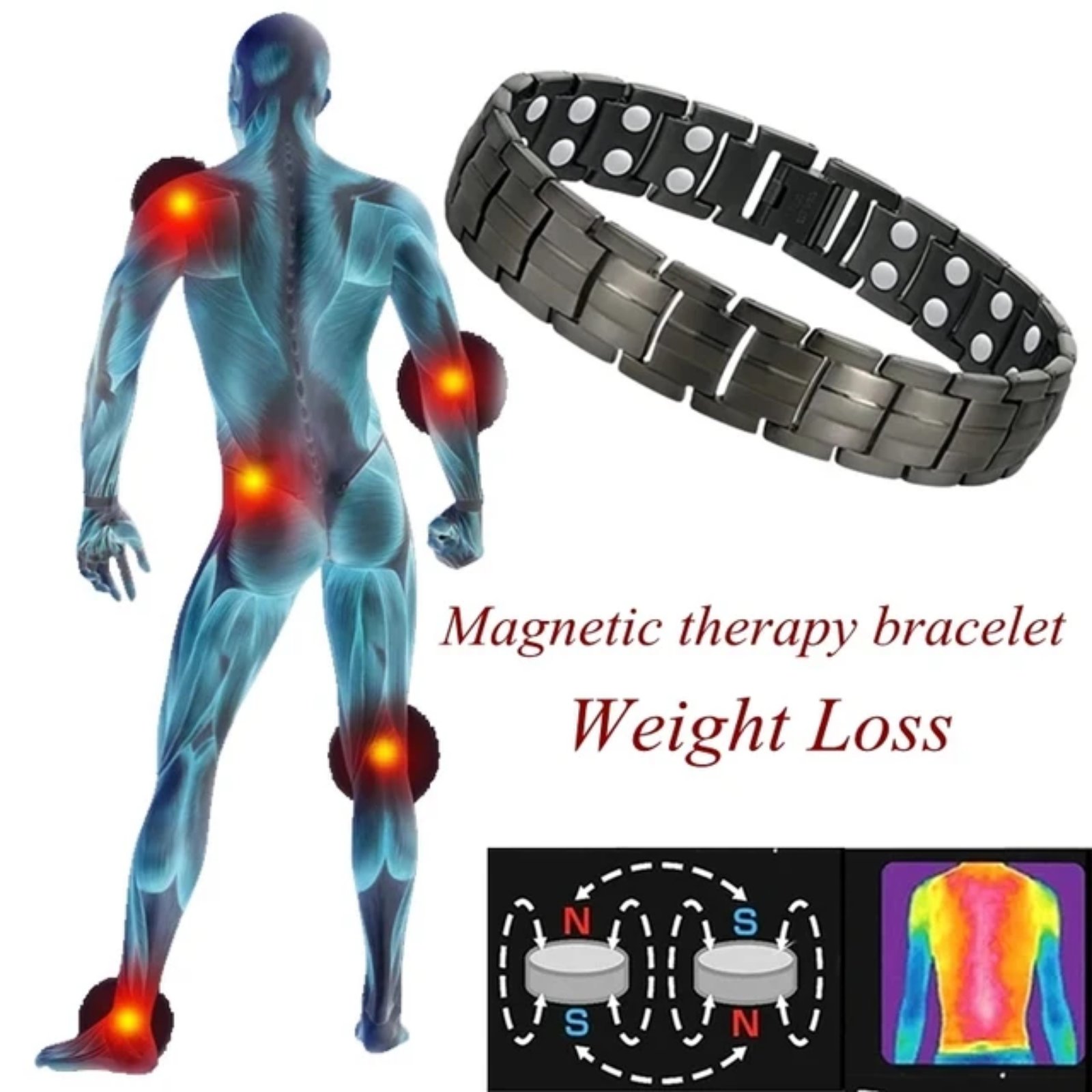 Ultra Strength Magnetic Therapy Bracelet Black Classic for men - Image 4