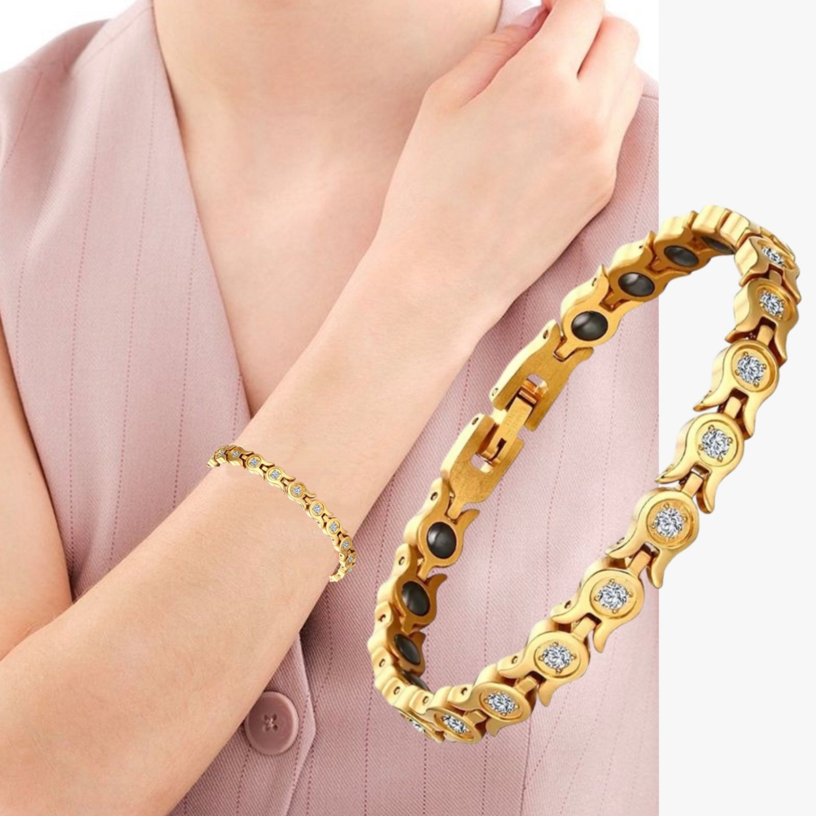 Ultra Strength Magnetic Therapy Bracelet Three Color Classic for women stainless steel(USMR004B) - Image 10