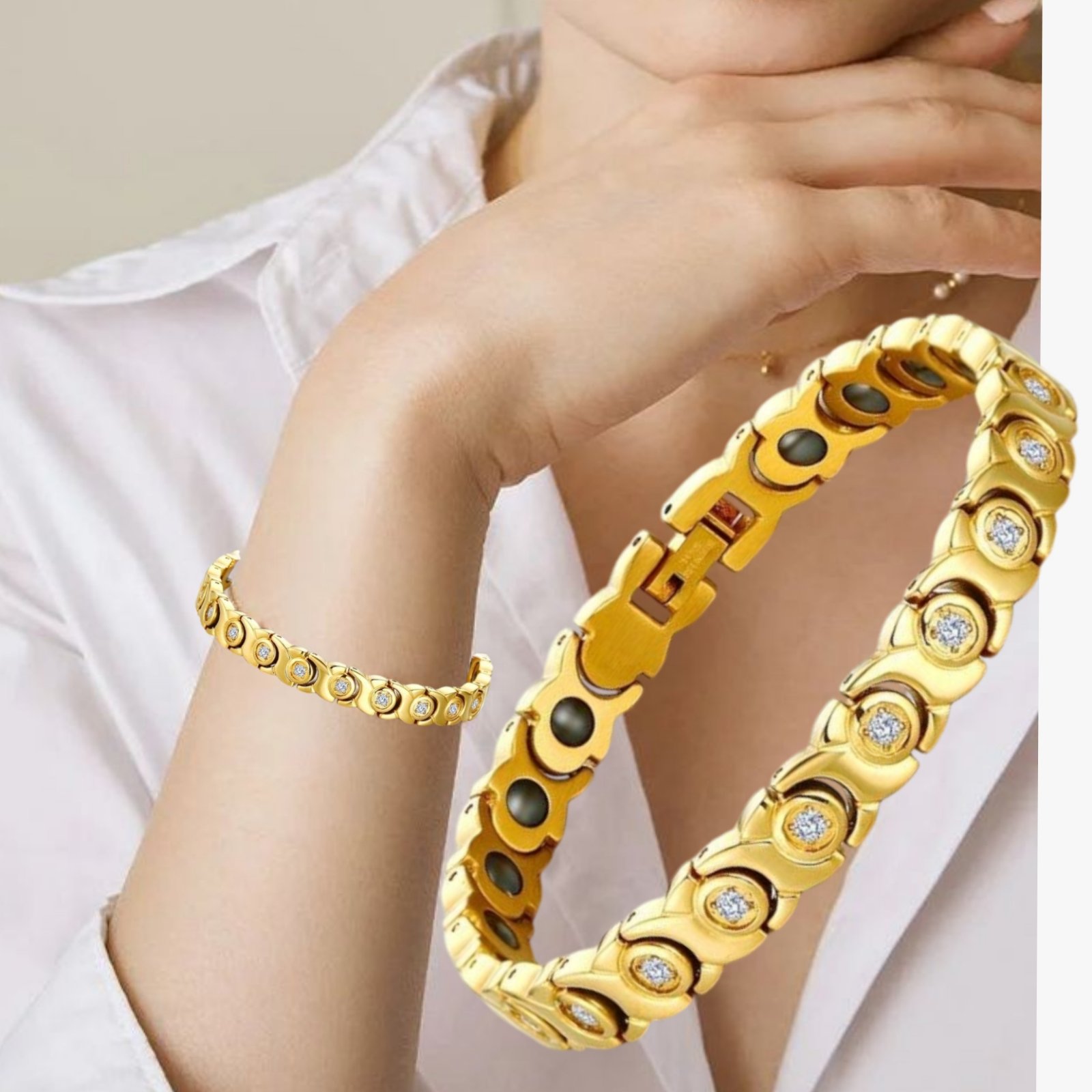 Ultra Strength Magnetic Therapy Bracelet Three Color Classic for women stainless steel(USMR004B) - Image 8