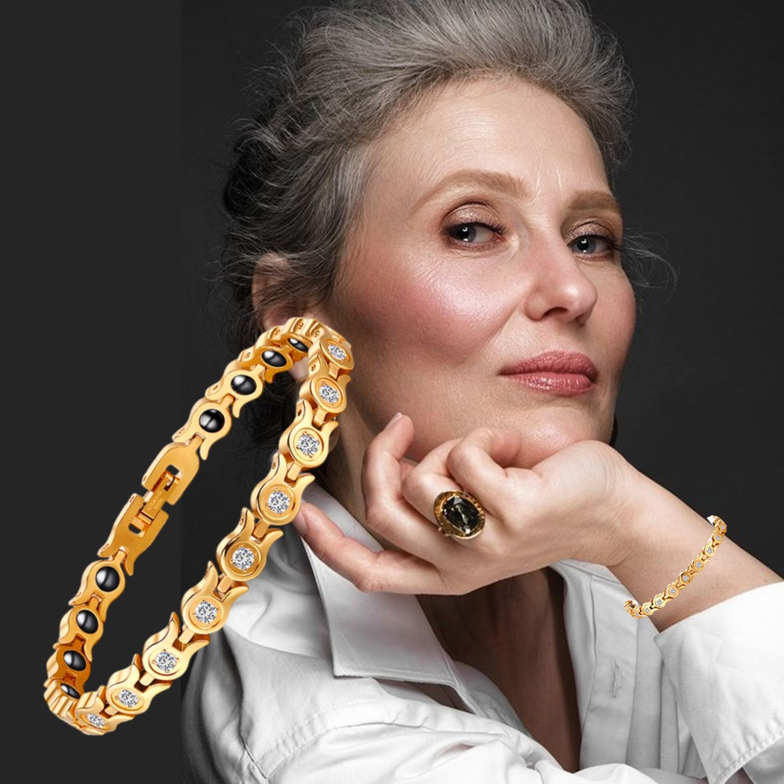 Ultra Strength Magnetic Therapy Bracelet Three Color Classic for women stainless steel(USMR004B) - Image 4