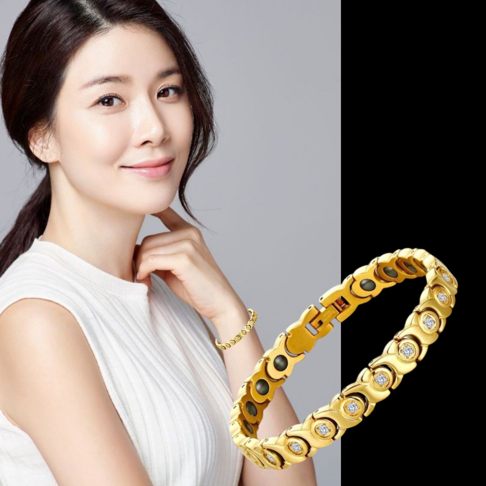 Ultra Strength Magnetic Therapy Bracelet Three Color Classic for women stainless steel(USMR004B) - Image 2