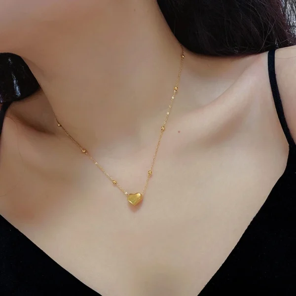 Heart-shaped Stainless Steel Pendant necklace for women (USNK003A) - Image 2