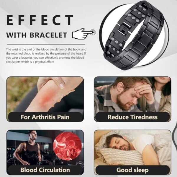 Ultra Strength Magnetic Therapy Bracelet Silver Classic for men Stainless steel(USMR010C) - Image 4