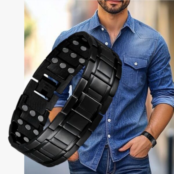 Ultra Strength Magnetic Therapy Bracelet Silver Classic for men Stainless steel(USMR010D) - Image 8