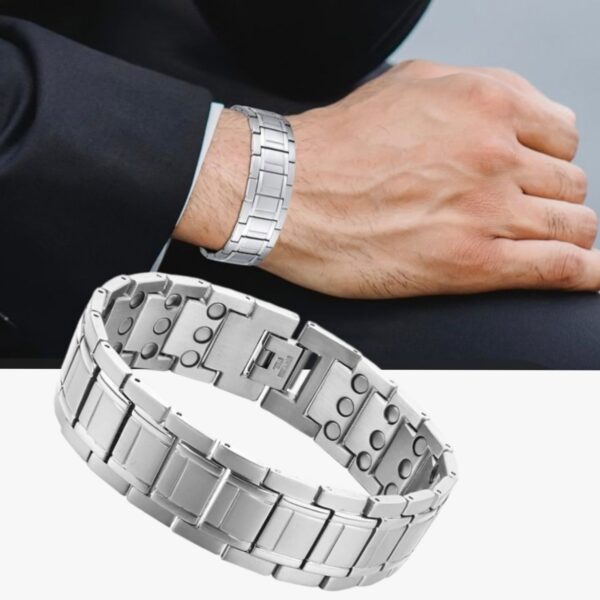 Ultra Strength Magnetic Therapy Bracelet Silver Classic for men Stainless steel(USMR010D) - Image 5