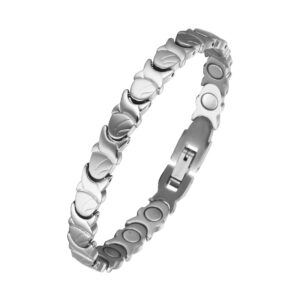 Rainsoe Magnetic Therapy Bracelet Three Color Classic for women High Quality Titanium (USMR020Silver)