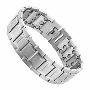 Ultra Strength Magnetic Therapy Bracelet Silver Classic for men Stainless steel(USMR010D)