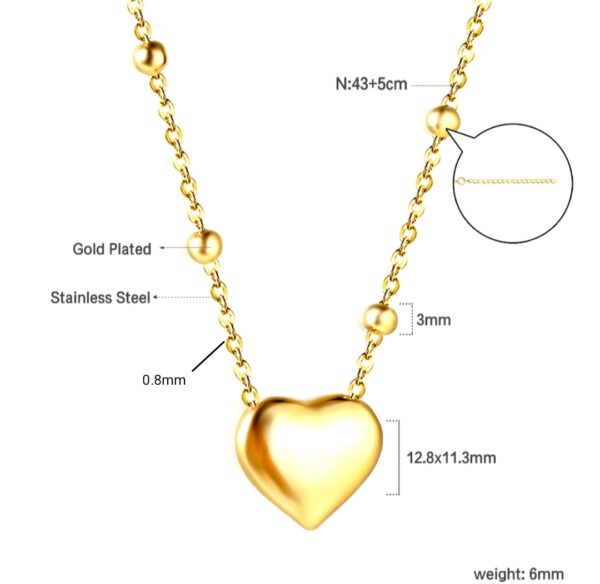 Heart-shaped Stainless Steel Pendant necklace for women (USNK003A) - Image 17