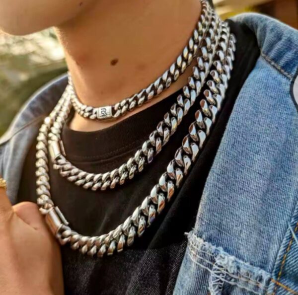 Rainsoe Brand Hip Hop Jewelry 12mm/Stainless steel Men's Necklaces(USNKA) - Image 7