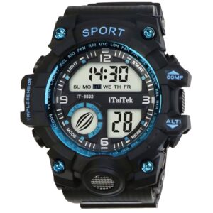 iTaiTek Luxury Digital Men Watches Sports Waterproof Electronic Mens (IT-8592)Blue Black