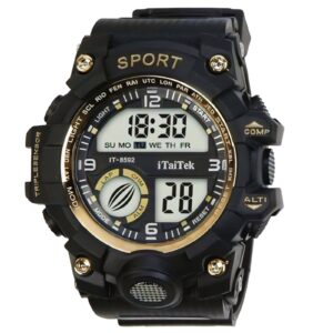 iTaiTek Luxury Digital Men Watches Sports Waterproof Electronic Mens (IT-8592)Gold  Black