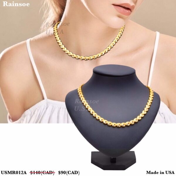 Rainsoe Women Heart Shape Titanium Stainless Steel Health Magnetic Therapy Necklace - Image 3