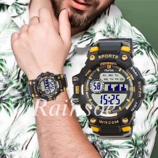 iTaiTek Luxury Digital Men Watches Sports Waterproof Electronic Mens (IT-897) Blue Black - Image 4