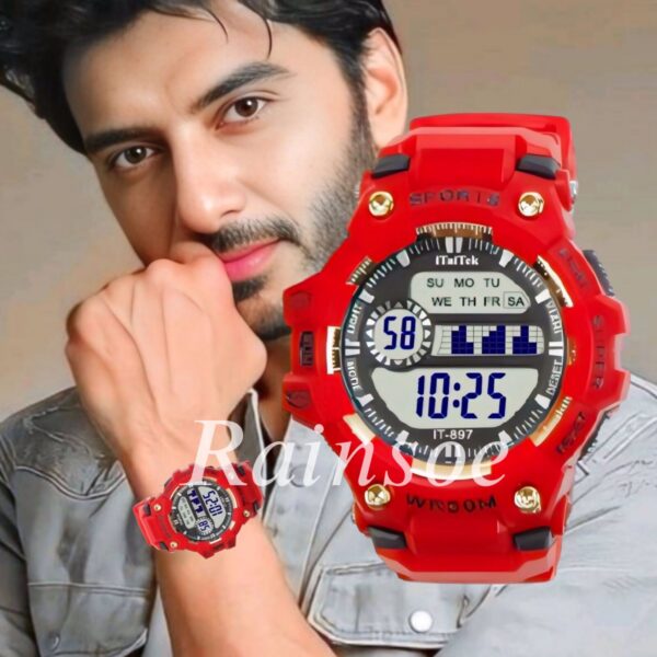 iTaiTek Luxury Digital Men Watches Sports Waterproof Electronic Mens (IT-897) Blue Black - Image 5