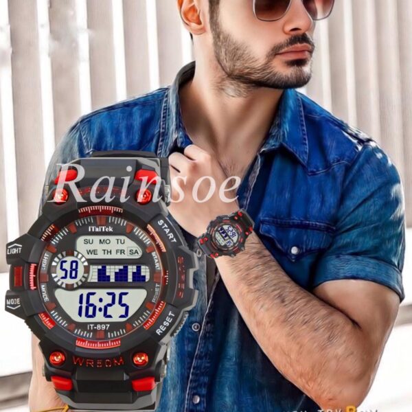 iTaiTek Luxury Digital Men Watches Sports Waterproof Electronic Mens (IT-897) Blue Black - Image 6
