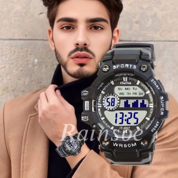 iTaiTek Luxury Digital Men Watches Sports Waterproof Electronic Mens (IT-897) Blue Black - Image 8