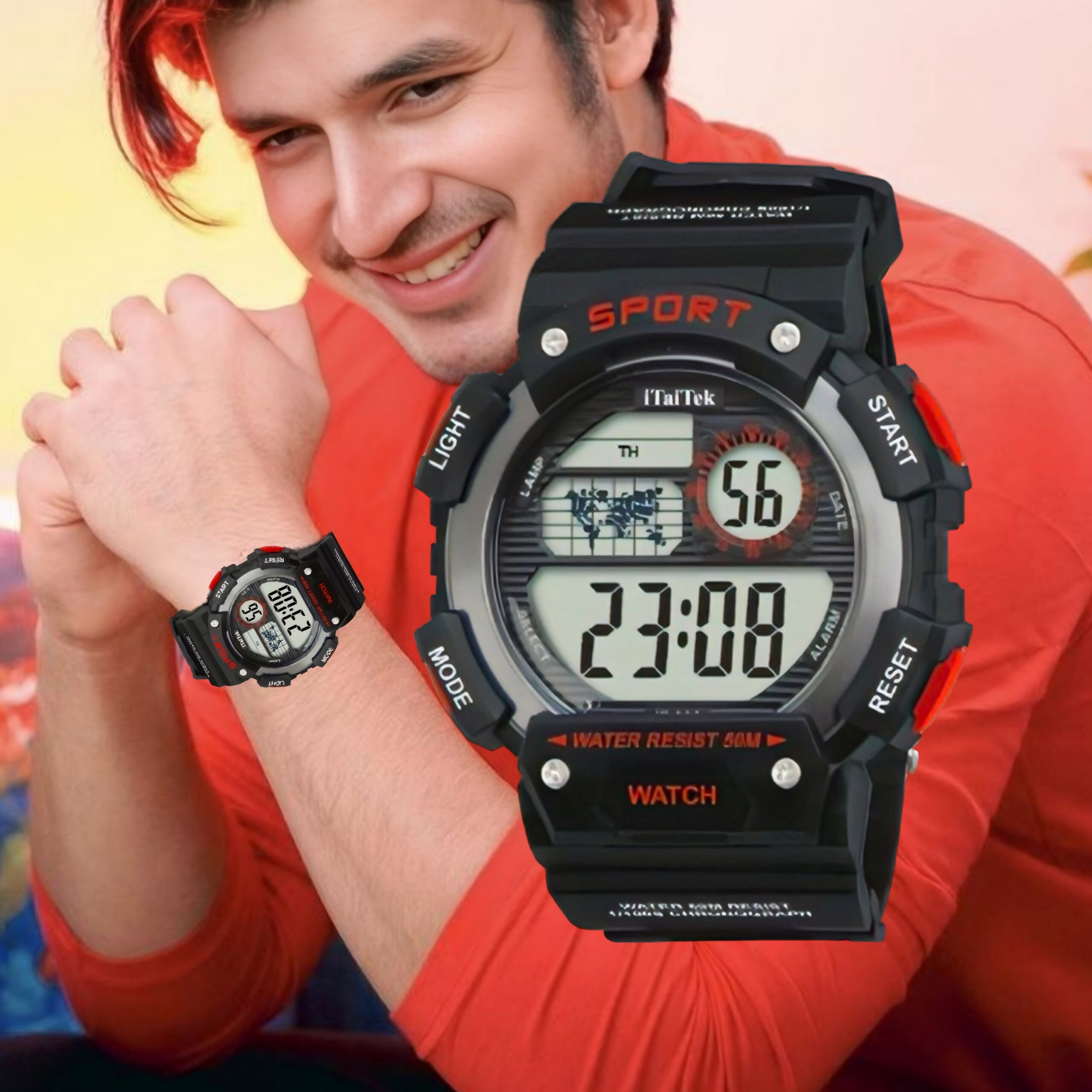 iTaiTek Luxury Digital Men Watches Sports Waterproof Electronic Mens (IT-890)Yellow Black - Image 12