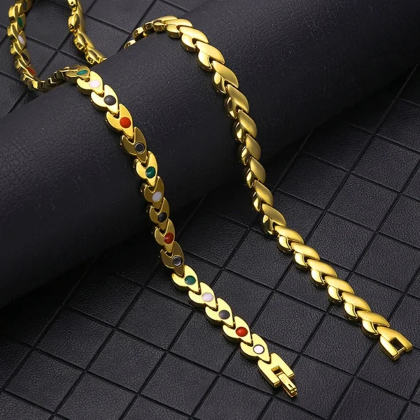 Rainsoe Women Heart Shape Titanium Stainless Steel Health Magnetic Therapy Necklace - Image 12