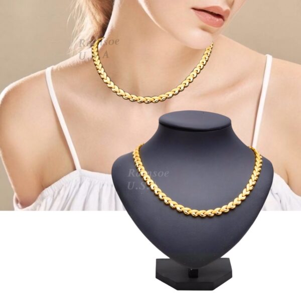 Rainsoe Women Heart Shape Titanium Stainless Steel Health Magnetic Therapy Necklace - Image 13