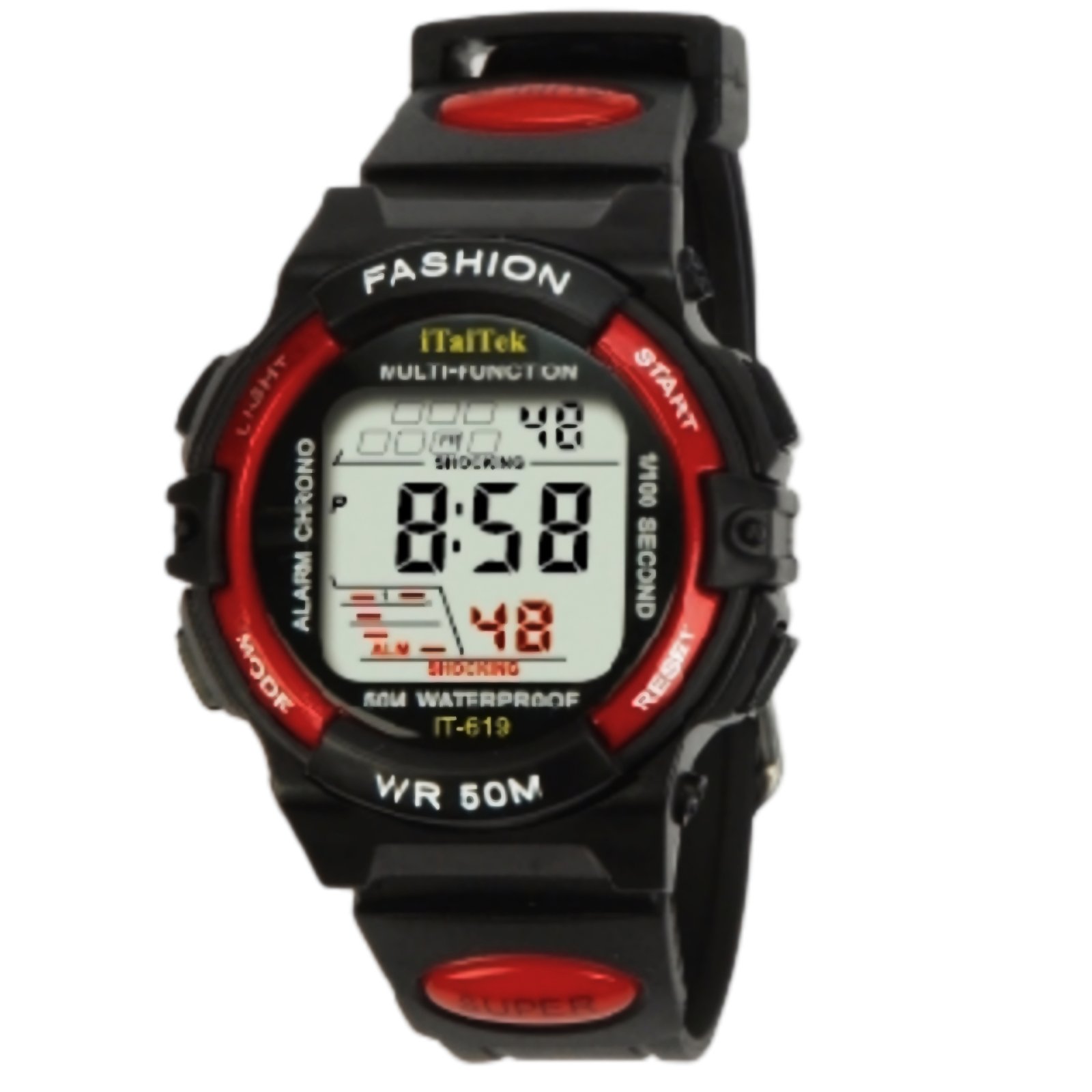 iTaiTek Luxury Digital KID Watches Sports Waterproof Electronic KIDS (IT-619) RED BLACK