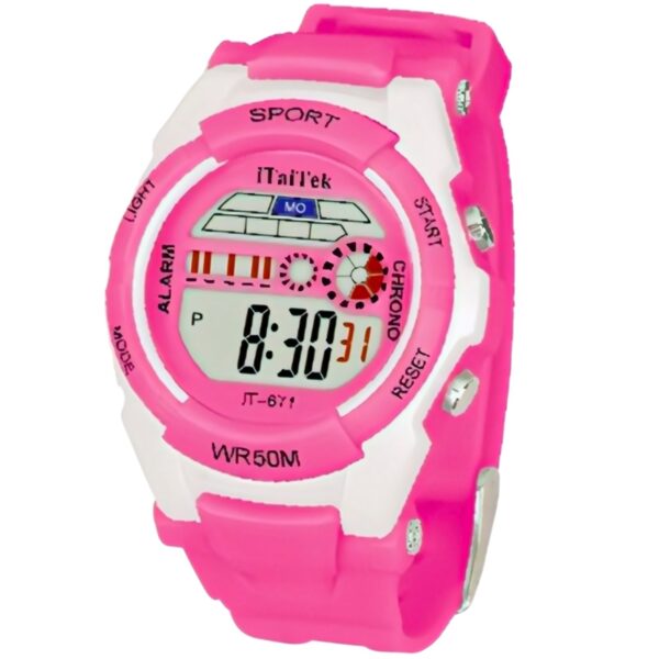 iTaiTek Luxury Digital KID Watches Sports Waterproof Electronic KIDS (IT-671)Red Black - Image 8