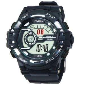 iTaiTek Luxury Digital Men Watches Sports Waterproof Electronic Mens (IT-886)Black White