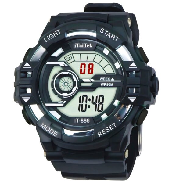 iTaiTek Luxury Digital Men Watches Sports Waterproof Electronic Mens (IT-886)Black White