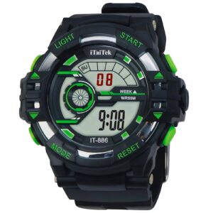 iTaiTek Luxury Digital Men Watches Sports Waterproof Electronic Mens (IT-886)Green Black