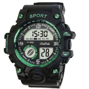 iTaiTek Luxury Digital Men Watches Sports Waterproof Electronic Mens (IT-8592)Green  Black