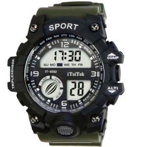 iTaiTek Luxury Digital Men Watches Sports Waterproof Electronic Mens (IT-8592) Army Green black