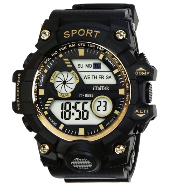 iTaiTek Luxury Digital Men Watches Sports Waterproof Electronic Mens (IT-8593)Black White - Image 3