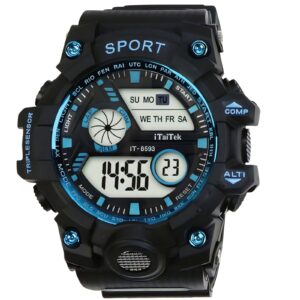iTaiTek Luxury Digital Men Watches Sports Waterproof Electronic Mens (IT-8593)Black Blue