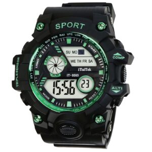 iTaiTek Luxury Digital Men Watches Sports Waterproof Electronic Mens (IT-8593)Green Black