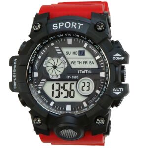 iTaiTek Luxury Digital Men Watches Sports Waterproof Electronic Mens (IT-8593)Red Black