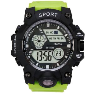 iTaiTek Luxury Digital Men Watches Sports Waterproof Electronic Mens (IT-8593) Green Black