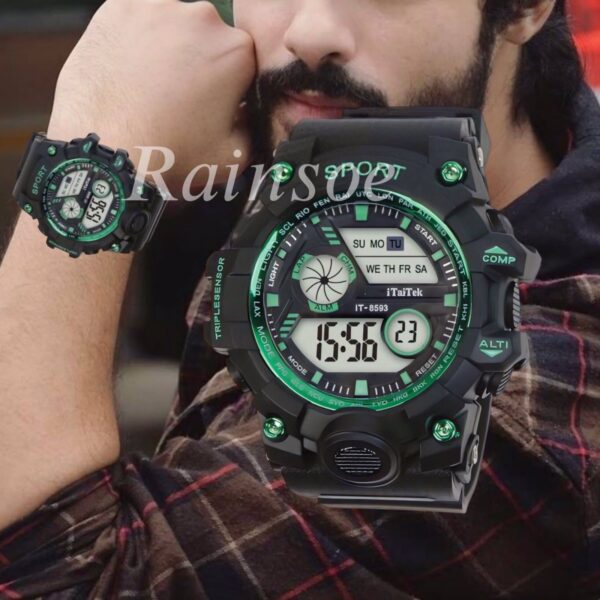 iTaiTek Luxury Digital Men Watches Sports Waterproof Electronic Mens (IT-8593)Black White - Image 12