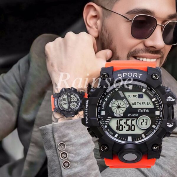 iTaiTek Luxury Digital Men Watches Sports Waterproof Electronic Mens (IT-8593)Black White - Image 13