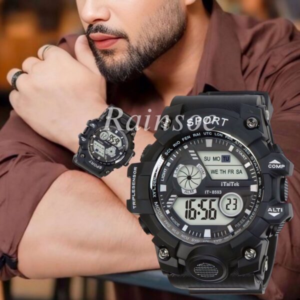 iTaiTek Luxury Digital Men Watches Sports Waterproof Electronic Mens (IT-8593)Black White - Image 15