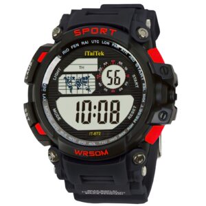iTaiTek Luxury Digital Men Watches Sports Waterproof Electronic Mens (IT-872)Red Black