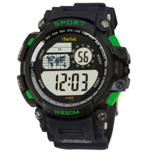 iTaiTek Luxury Digital Men Watches Sports Waterproof Electronic Mens (IT-872)Green Black