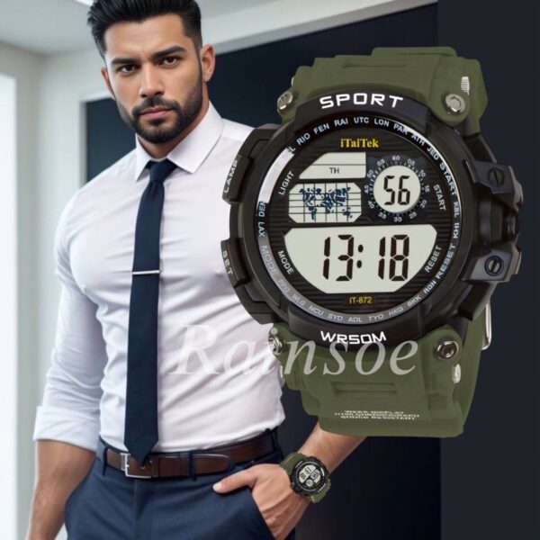 iTaiTek Luxury Digital Men Watches Sports Waterproof Electronic Mens (IT-872)Army Green Black - Image 7