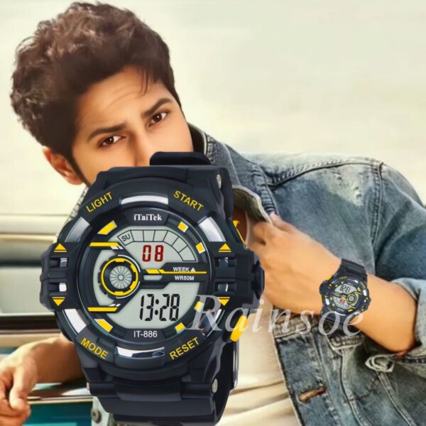 iTaiTek Luxury Digital Men Watches Sports Waterproof Electronic Mens (IT-886)Black White - Image 6
