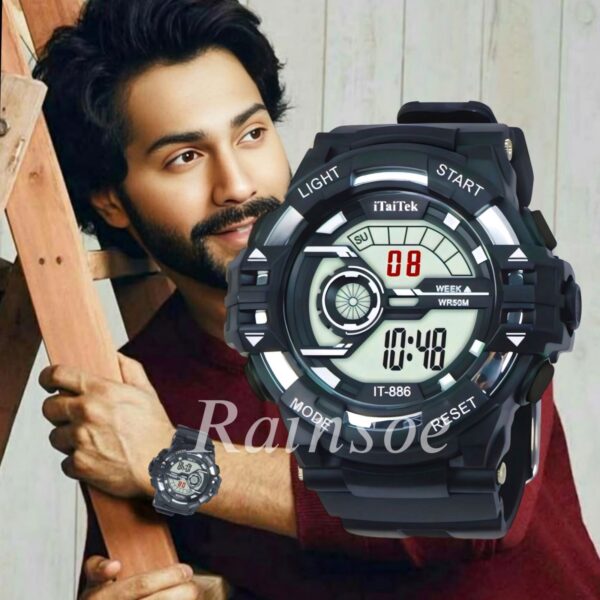 iTaiTek Luxury Digital Men Watches Sports Waterproof Electronic Mens (IT-886)Black White - Image 7