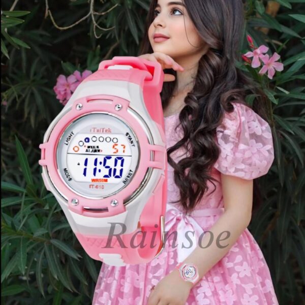 iTaiTek Luxury Digital KID Watches Sports Waterproof Electronic KIDS (IT-618) BABY PINK - Image 10