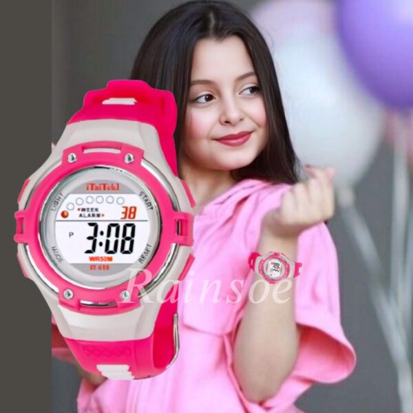 iTaiTek Luxury Digital KID Watches Sports Waterproof Electronic KIDS (IT-618) BABY PINK - Image 11